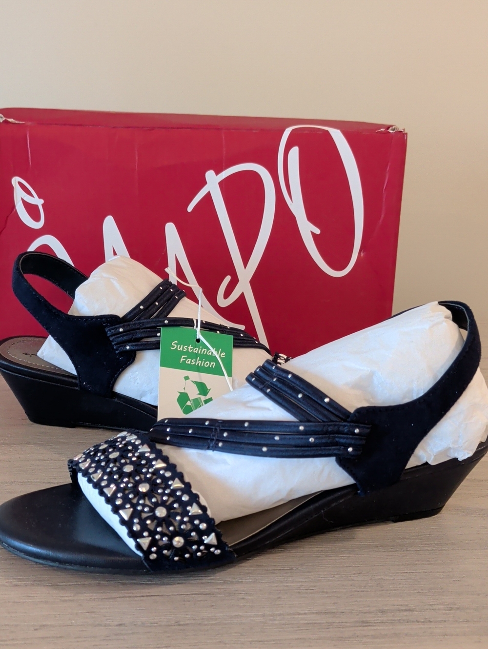 IMPO NWT Sandals 8.5 BlueSilver Studs - Picture 2 of 6
